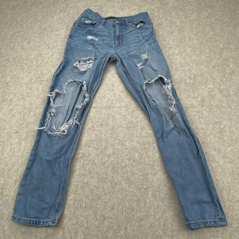 Aeropostale Mom Jeans Womens 4 (27x27) Blue Medium Wash Distressed Denim
